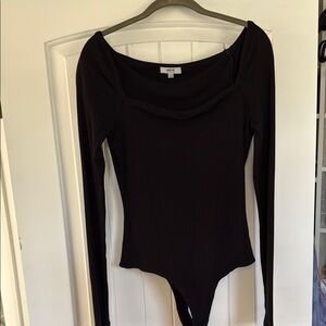 Agolde Black Long Sleeve square neck Bodysuit